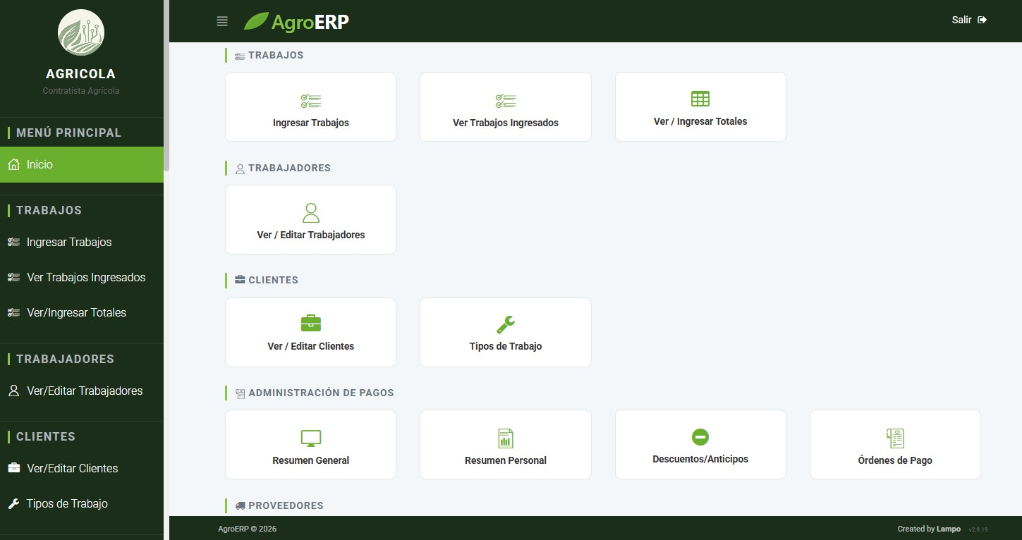 Captura del sistema AgroERP