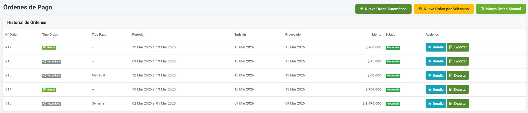 AgroERP — Orden de Pago